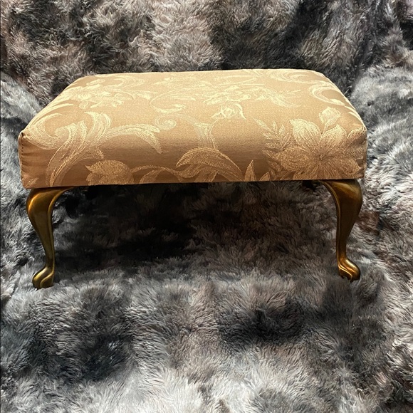 Other - Upholstered Floral Accent foot stool in Tan with Gold/Copper colored Legs